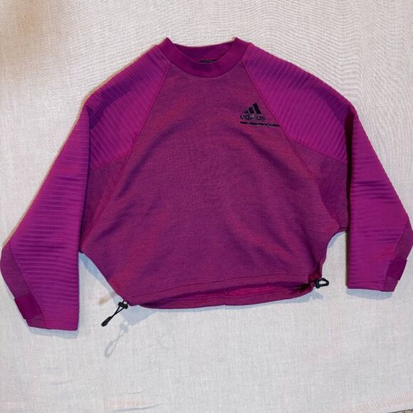 Adidas COLD.RDY Crewneck Sweatshirt XS Berry Cropped Oversized Training Top - Picture 8 of 8